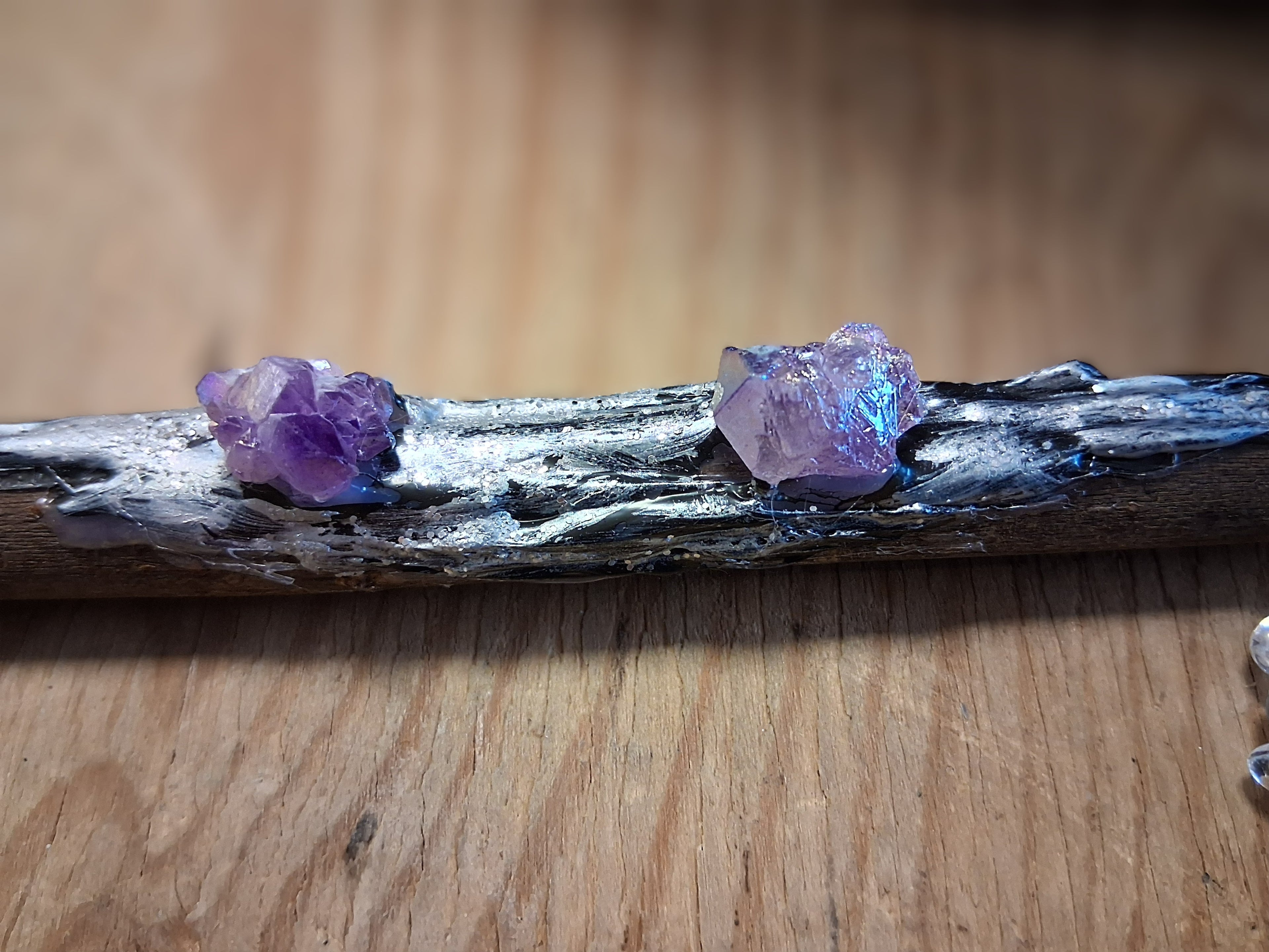 Handmade Crystal Wand with Amethyst Tip – Spiritual Energy & Protection