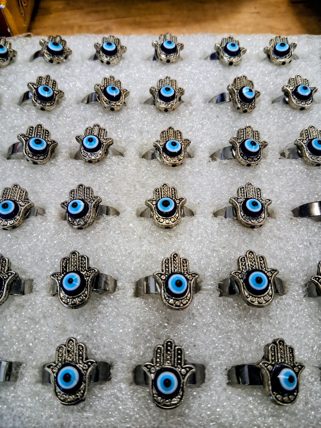 Handmade Evil Eye Hamsa Ring – Protective Energy Adjustable Band