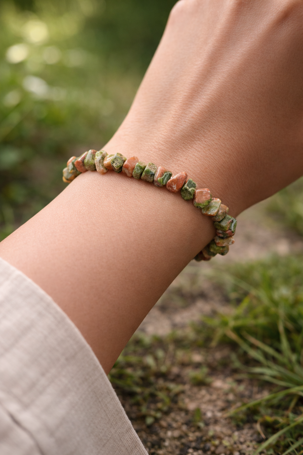 Unakite Chip Bracelet – Balance Mind, Body & Heart