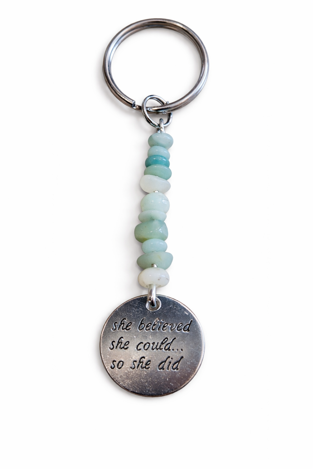 Amazonite Crystal Gift Set – Bracelet, Selenite & Affirmation Keyring