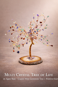 Multi Crystal Tree of Life on Agate Slice Copper  Wire – Positive Energy & Abundance ✨