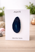 Blue Agate Crystal Greeting Card – Handmade Blank Card for Protection & Calm