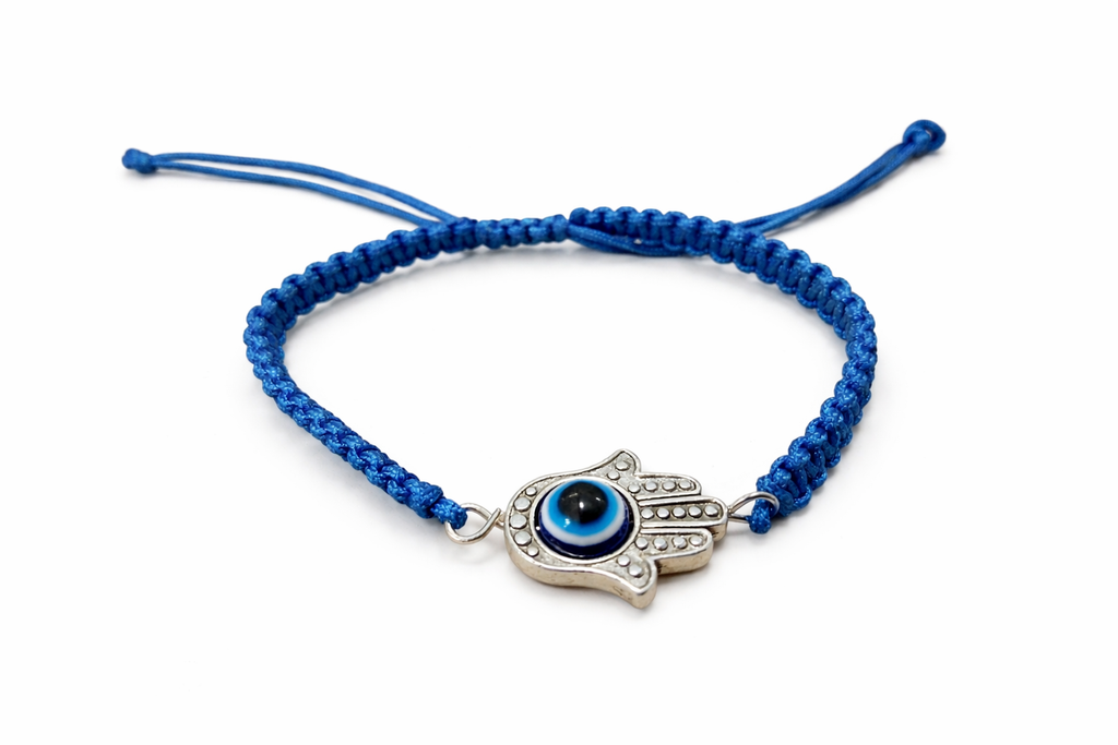 Adjustable Turquoise Cord Evil Eye Bracelet – Hamsa Hand Charm