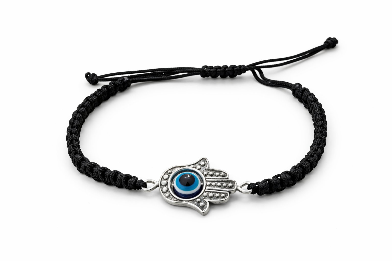 Adjustable Black Cord Evil Eye Bracelet – Hamsa Hand Charm