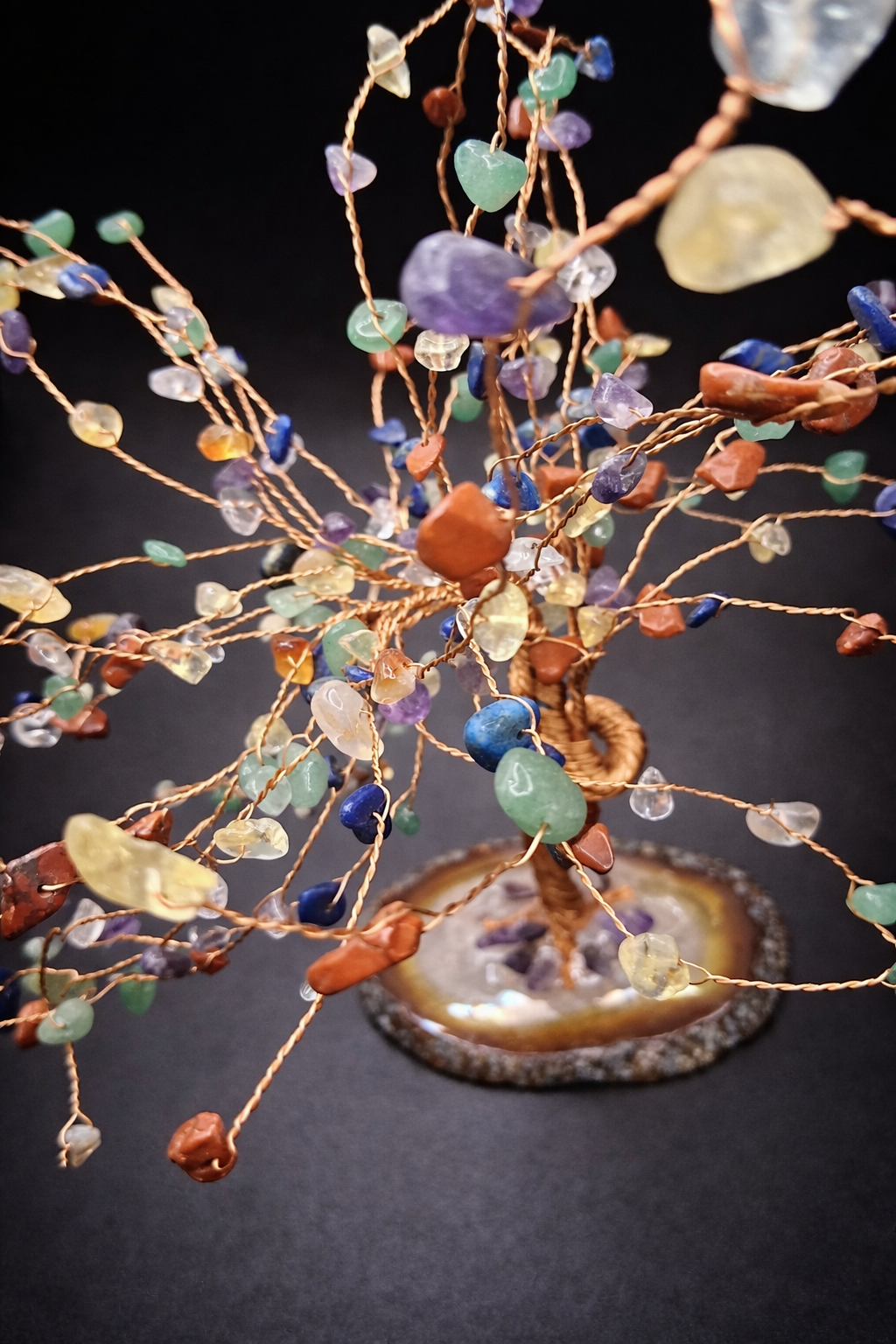 Multi Crystal Tree of Life on Agate Slice Copper  Wire – Positive Energy & Abundance ✨