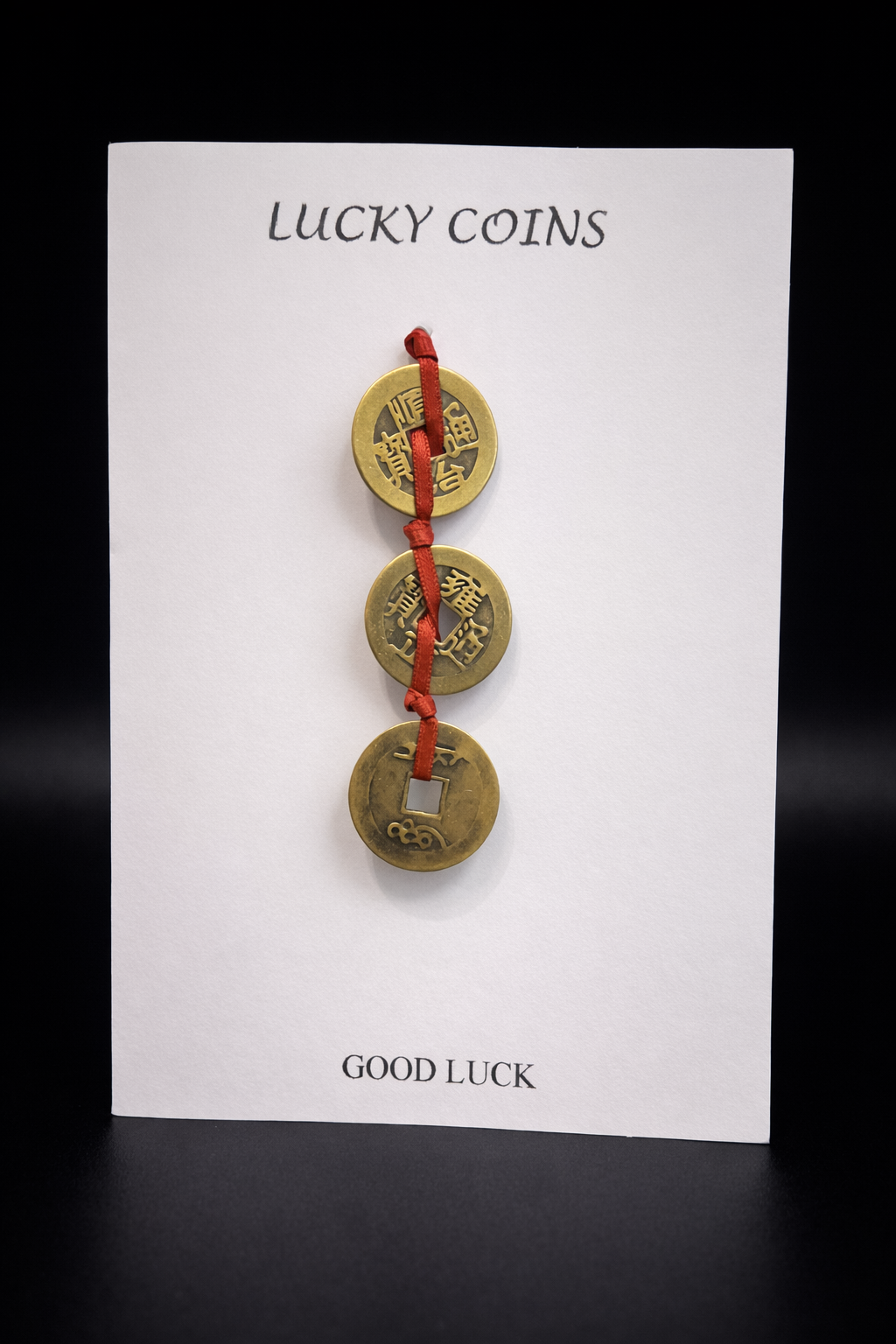 Lucky Chinese Coins Good Luck Card | Wealth, Protection & Prosperity Charm | Hand-Assembled