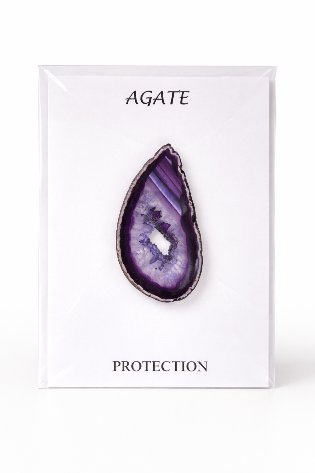 Purple Agate Crystal Greeting Card – Handmade Blank Card for Protection & Calm