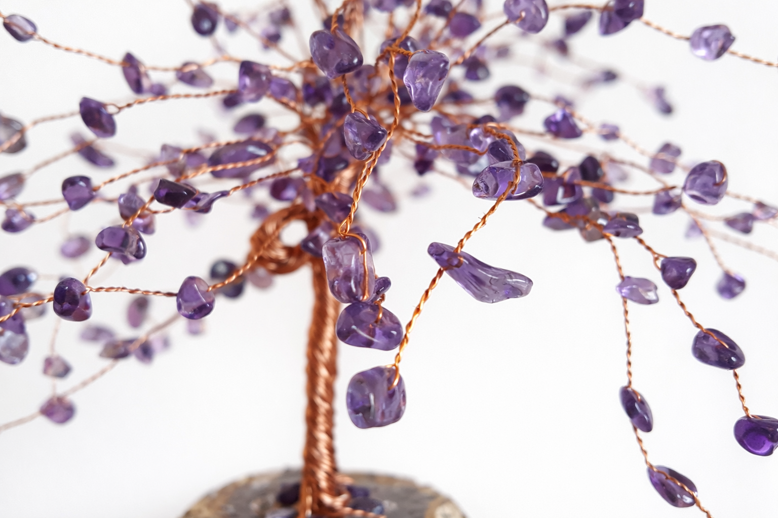 ✨Amethyst Crystal Tree of Life on Agate Slice – Copper Wire ✨