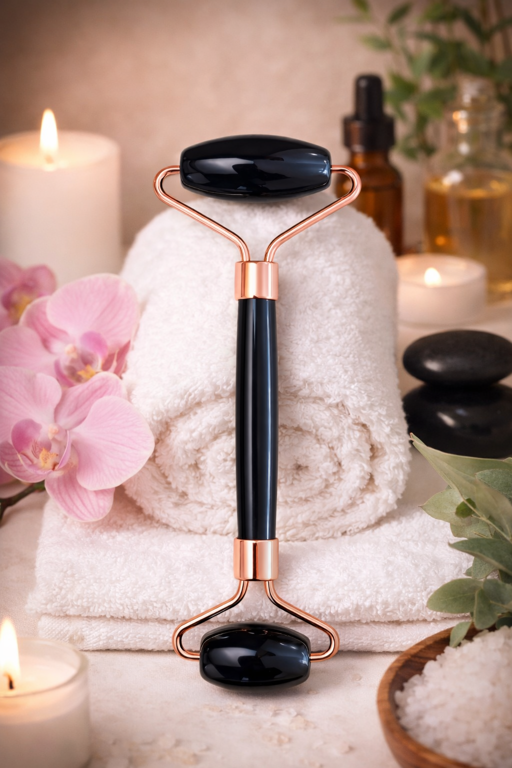 Obsidian Facial Roller | Grounding Self-Care Tool