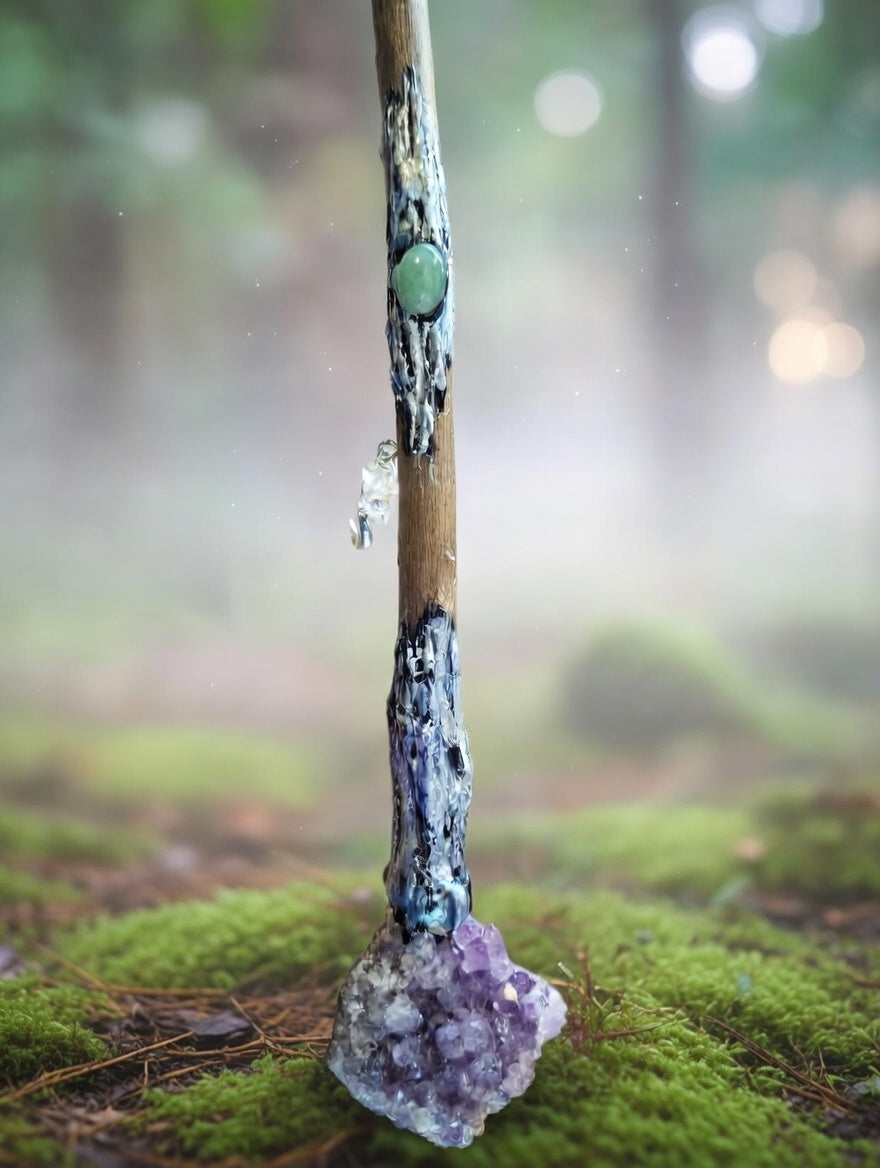 Handmade Crystal Wand – Amethyst, Aventurine & Clear Quartz ✨