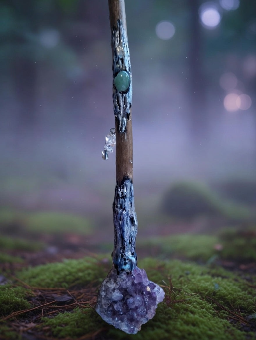 Handmade Crystal Wand – Amethyst, Aventurine & Clear Quartz ✨