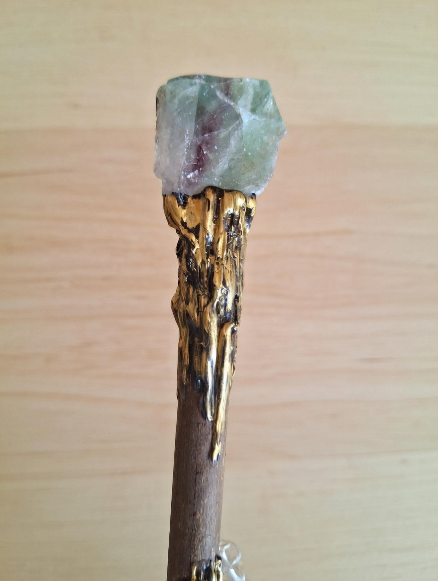 Fluorite & Aventurine Wand Handmade – Positive, Calm & Clear Energy