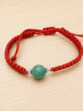 Red String Adjustable Bracelet Green Aventurine-Good Luck