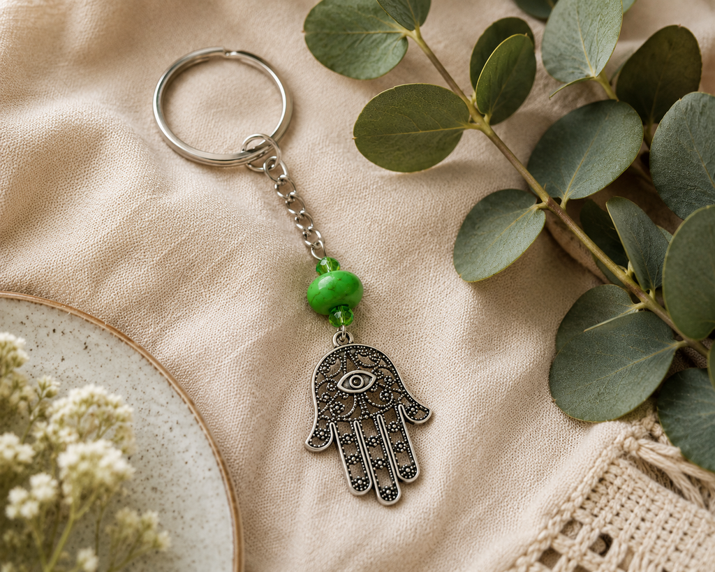 ✨ Green Howlite Hamsa Hand Keyring Bag Charm ✨