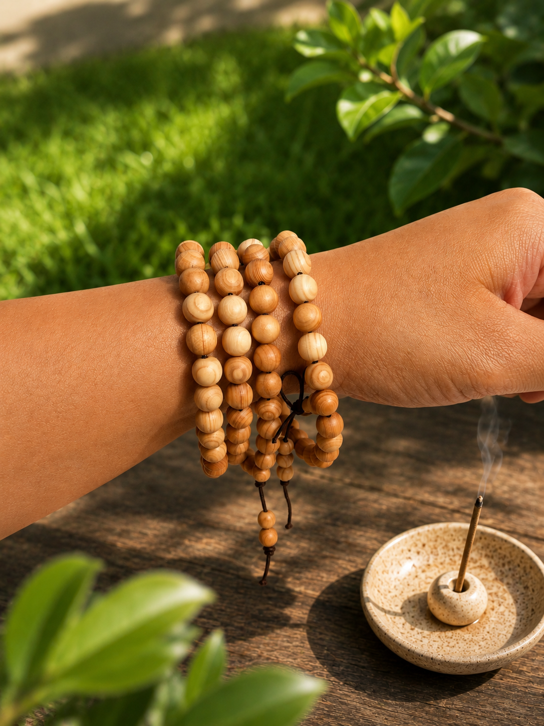 Handmade Sandalwood Mala Beads – Naturally Scented Wooden Necklace