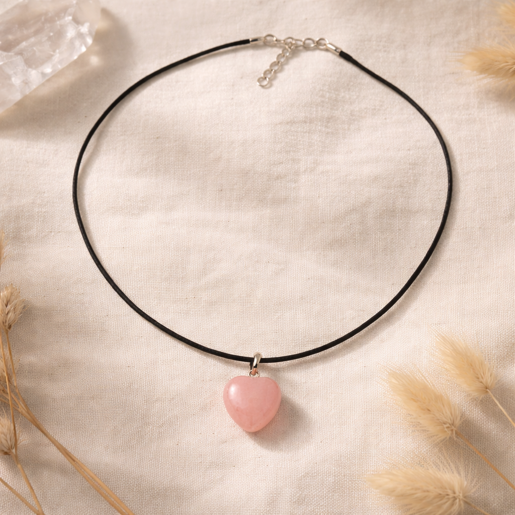 Mini Rose Quartz Heart Pendant Necklace – Dainty Crystal Love Stone Jewellery