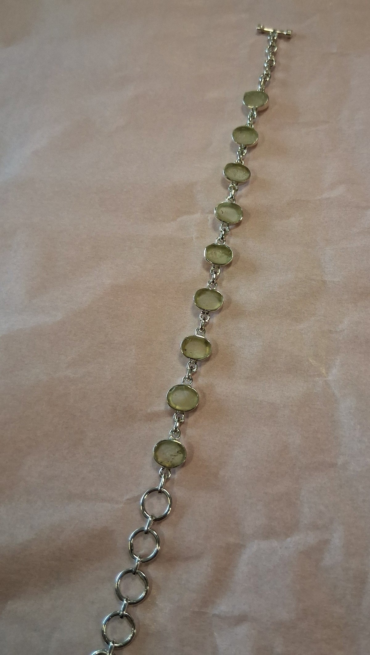 Libyan Desert Glass & Sterling Silver Bracelet – Adjustable Toggle Clasp ✨