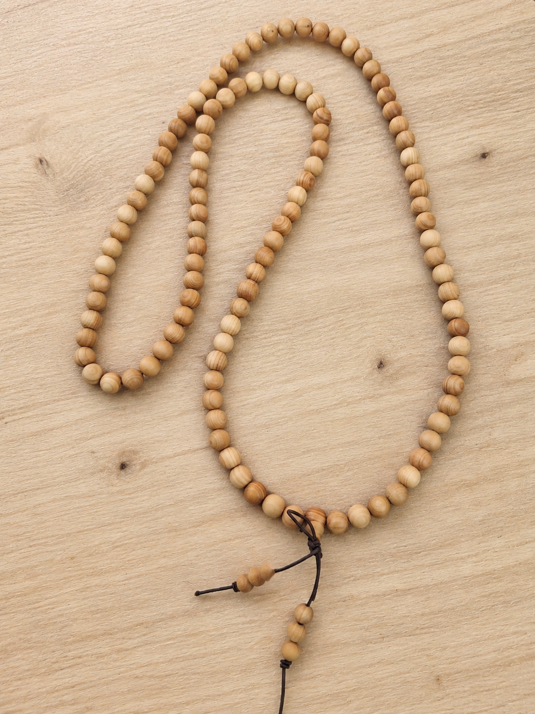 Handmade Sandalwood Mala Beads – Naturally Scented Wooden Necklace