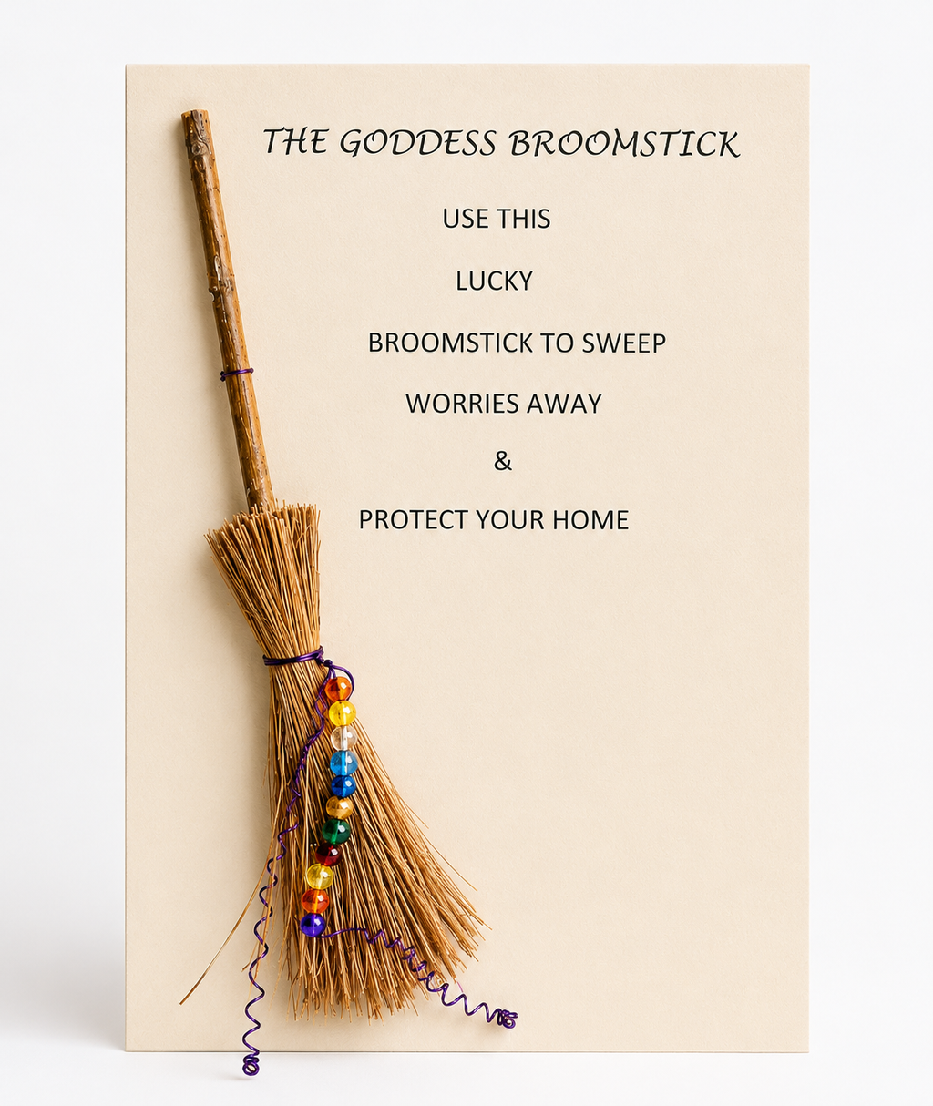 Handmade Goddess Broomstick Greeting Card – Protection & Good Luck